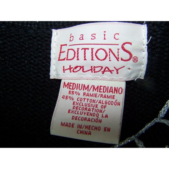 Vintage Sweater Basic Editions Holiday Silver Trees Party Christmas Med. - Picture 6 of 8